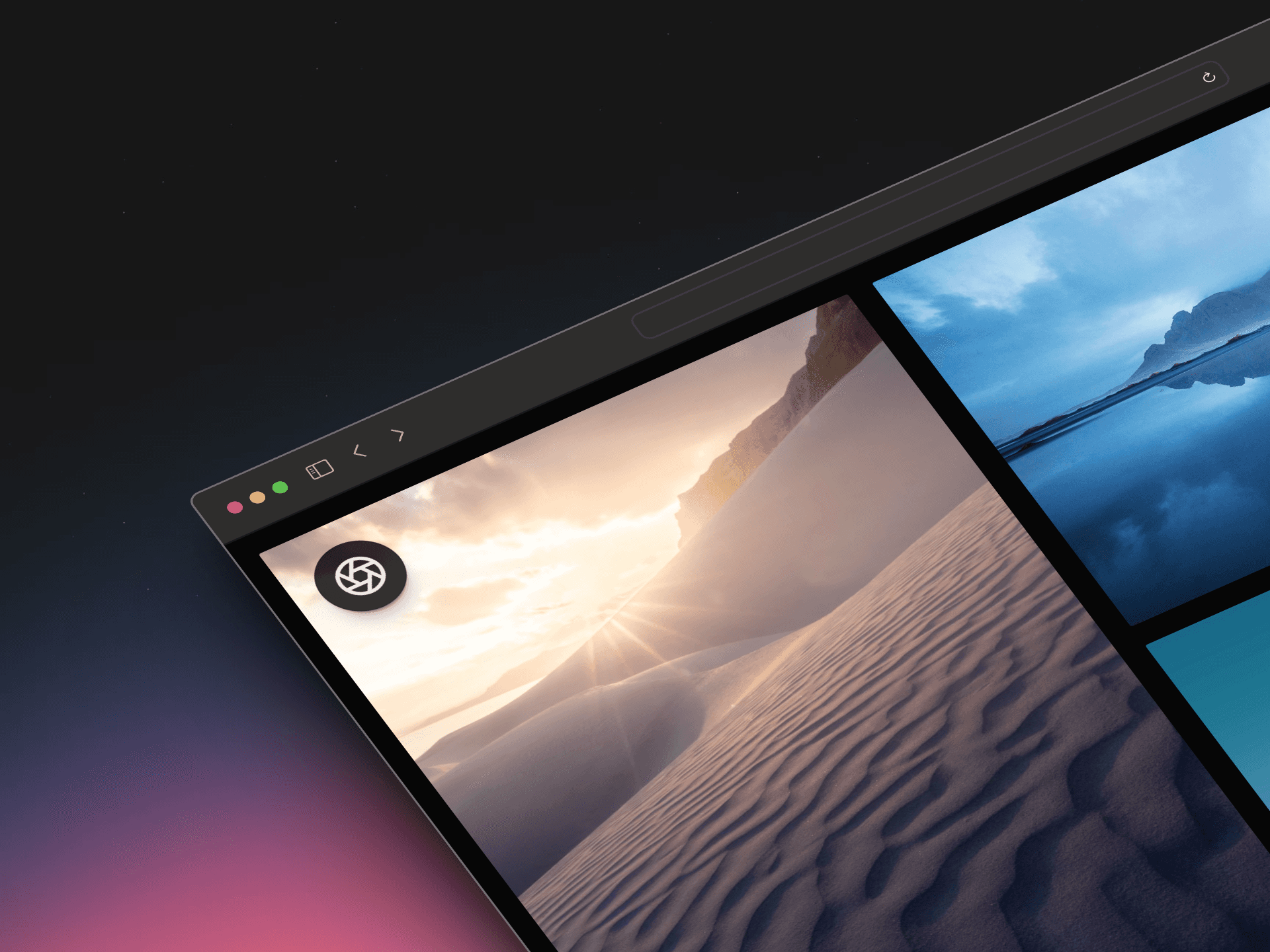 Web browser displaying photography website
