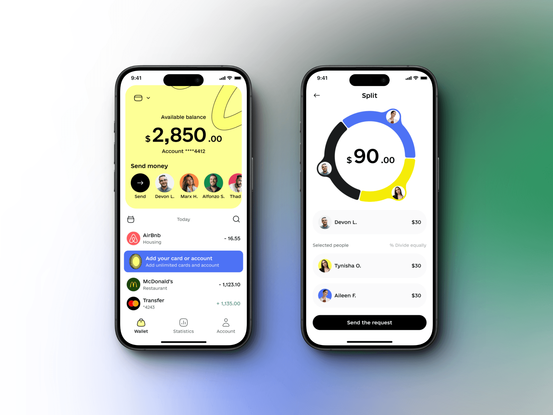 Two iPhones displaying a banking app